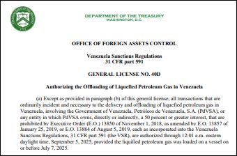 Departamento del Tesoro renueva licencia que permite a PDVSA negociar gas